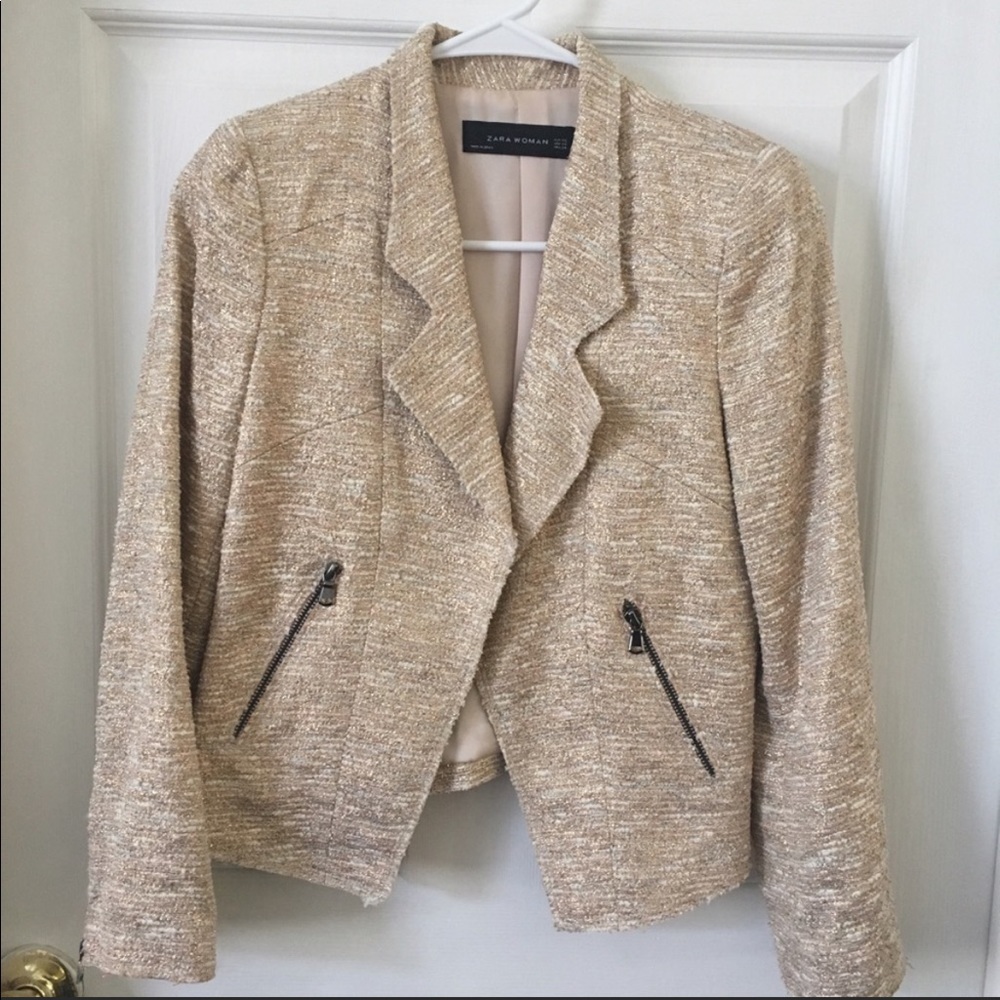 Zara metallic blazer with gold hardware